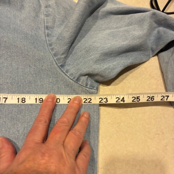 Coldwater Creek Lightweight Light Wash Embroidered Denim Shirt Jacket Size L - Picture 7 of 12